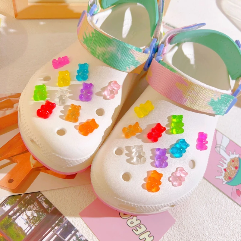10/20Pcs Cute Jelly Bear Lollipop Candy Garden Shoes Accessories Fit Buckle Clog Party Present Women and Man Sandals Decoration