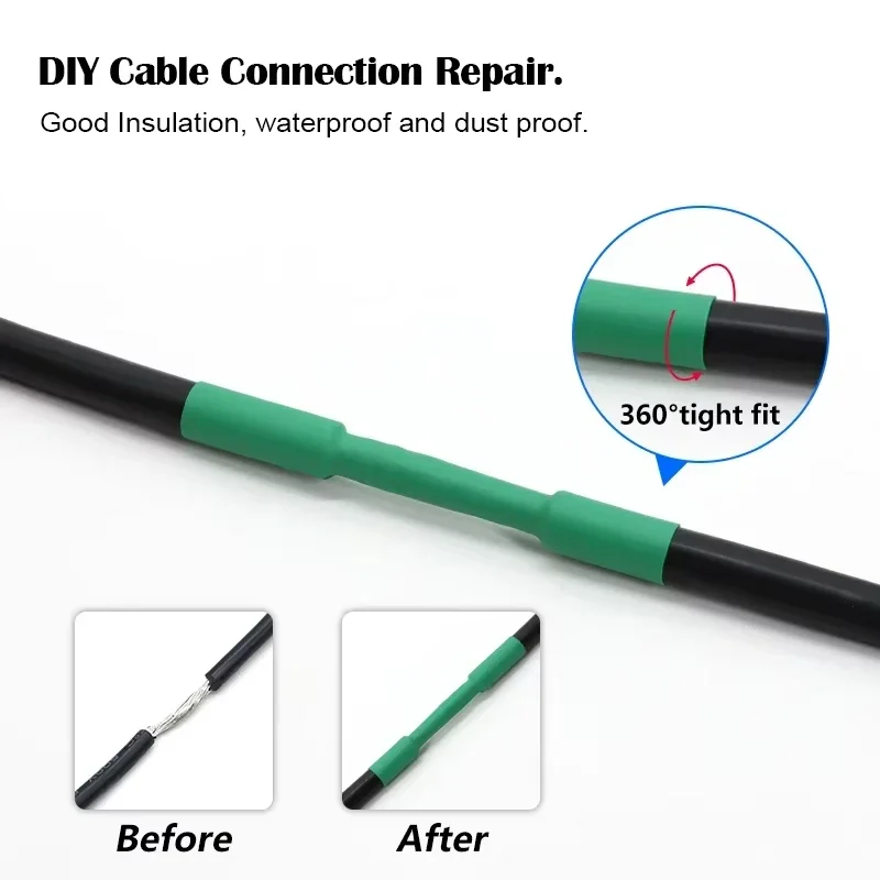 

1M-25M 0.6mm~40mm Yellow Green Polyolefin Shrinking Heat Shrink Tube Cable Insulated Sleeve Tubing Wire Connector Protector Wrap