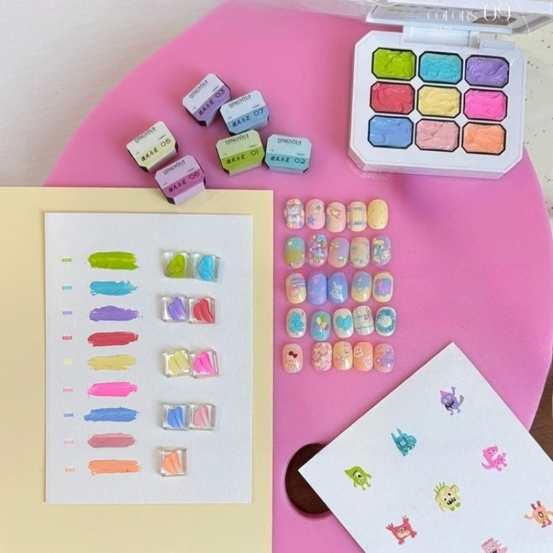 

9Colors Solid Oil Painting Gel Palette Mud Painting 3D Effect Texture Drawing For Nail Art Design Semi Permanent Soak Off UV Gel