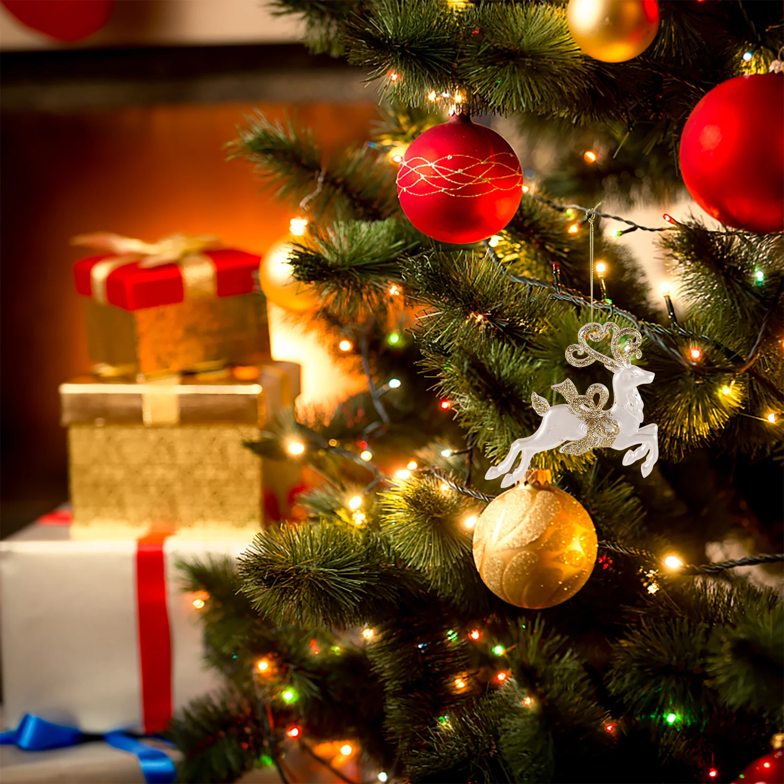 

Elegant Reindeer Christmas Tree Hanging Decoration Sparkle Holiday Decor Elk Ornaments Indoor Outdoor Yard Xmas Party