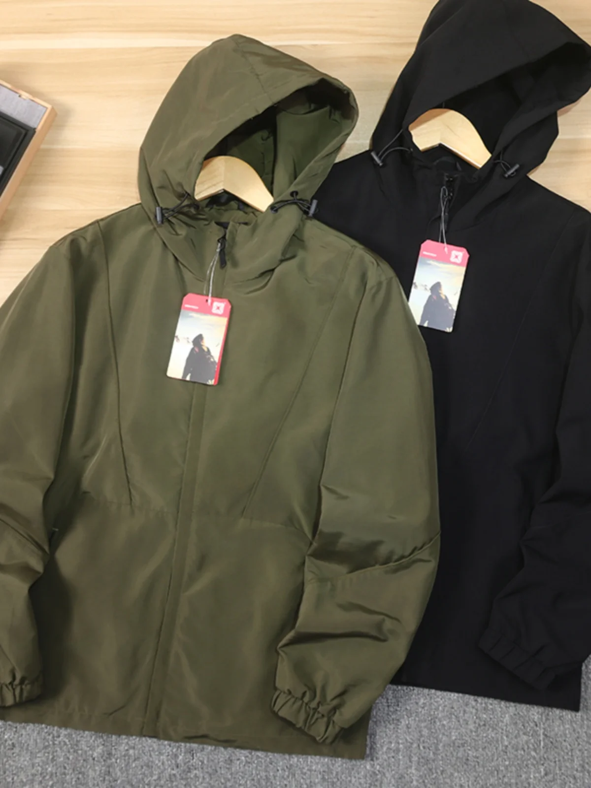 

Outdoor Windproof Men's Loose Fit Hooded Casual Jaet Autumn Trendy Long Sve Stand Sle Daily Wear Spring Autumn