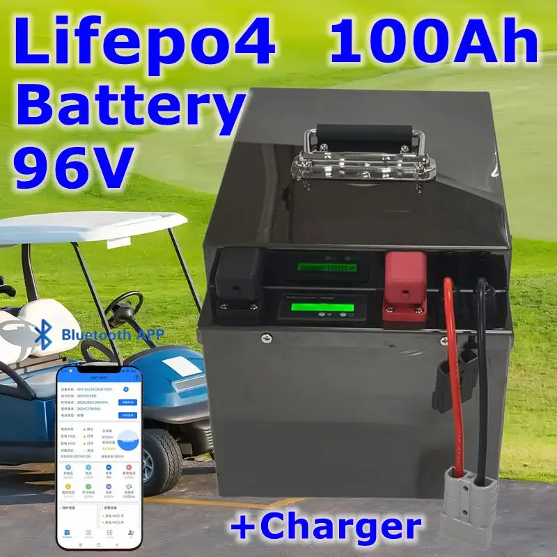 96v100Ah Lifepo4 battery pack BMS 32S 102.4V for AGV inverter vehicle scooter Motorcycle 8000W Forklift robot + 10A charger.