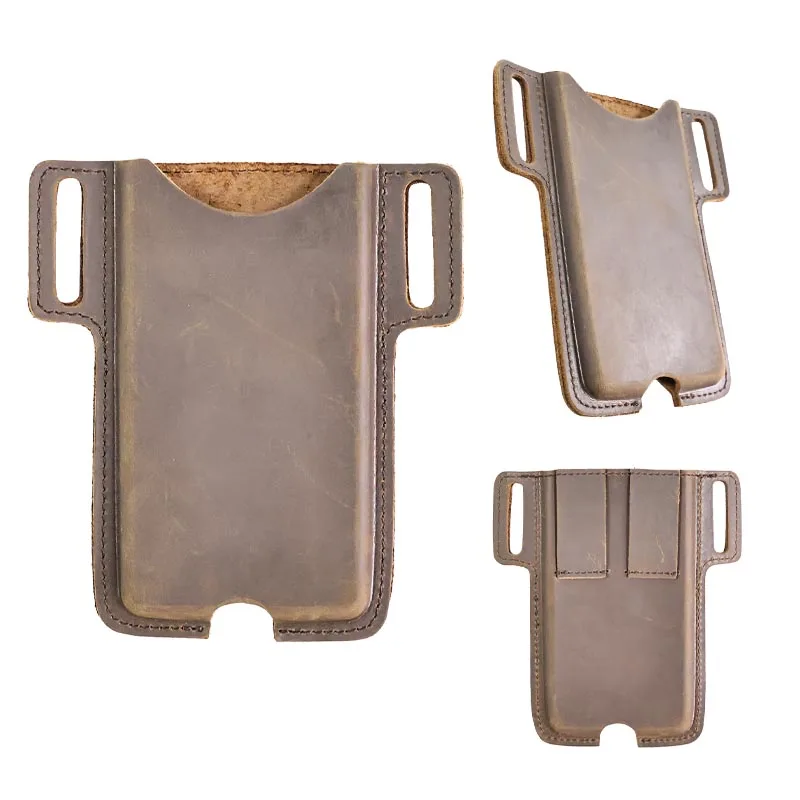 1pcFashionable and Casual Men's Waist Bag, Outdoor Camping Belt, Fixed Leather Mobile Phone Bag, Monochromatic Adjusted Version