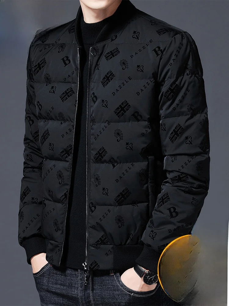 

Мужская модная черная пуховая куртка Pierre Cardin с воротником-бомбером, осенне-зимняя, 90% белый пух, теплая, ветрозащитная верхняя одежда