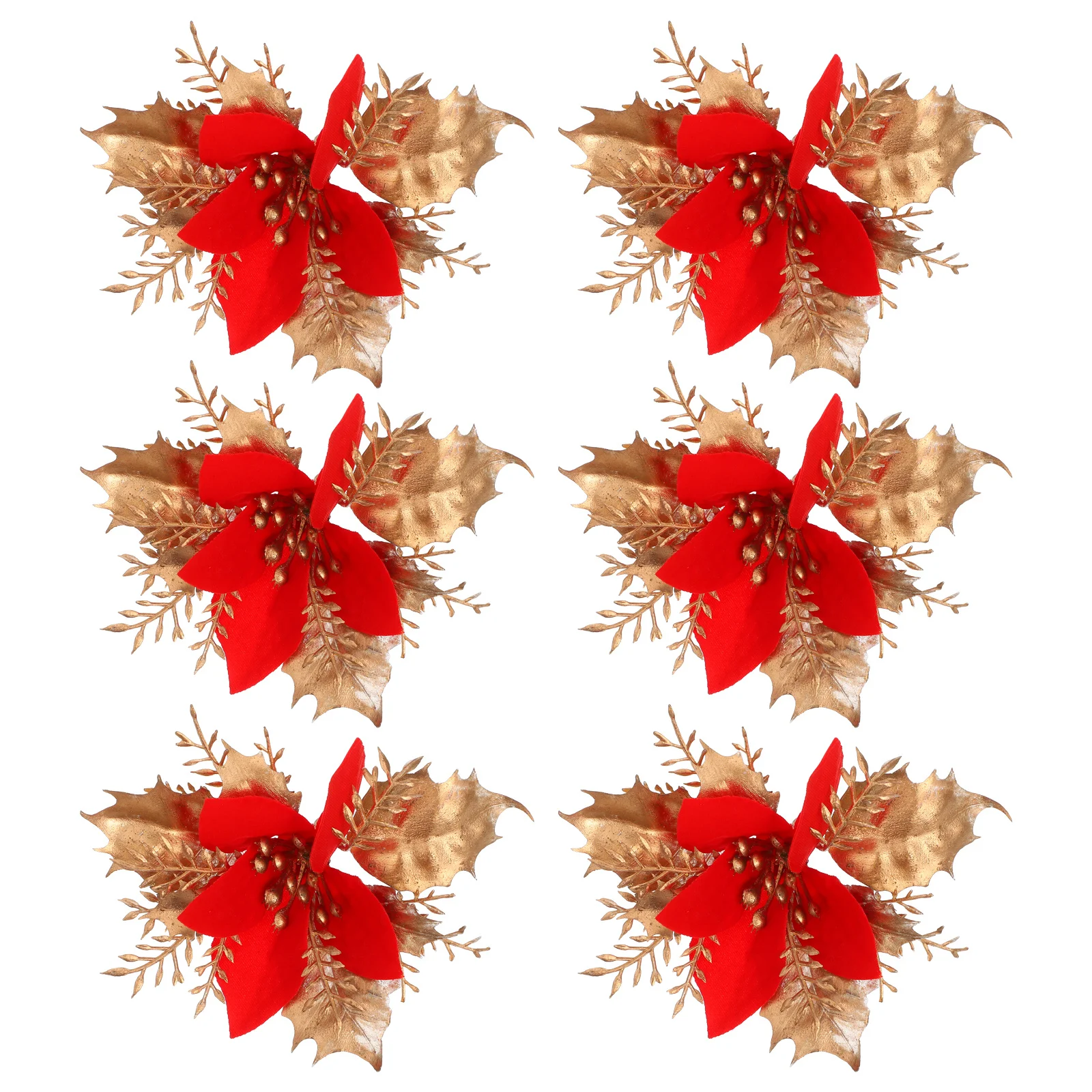 6 Pcs Realistic Christmas Decorations Balloons Rustic Wreaths Artificial Red Flowers Tree