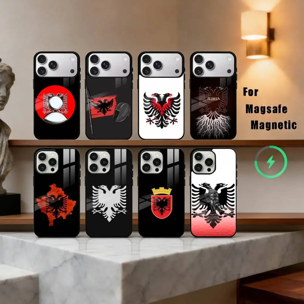 

Illyrian A-Albania Flag Logo Eagle Phone Case For iPhone17,16,15,14,13,12,11 Plus,Pro Max Magnetic For Magsafe Wireless Charging