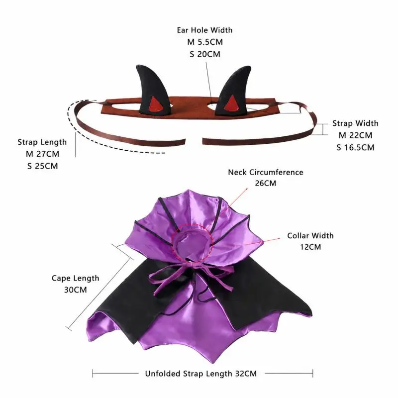 Halloween Pet Cat Vampire Cape Devil Horns Headband Cosplay Costume Cloak Dress Up Accessories For Small Dogs Kitten Party Props