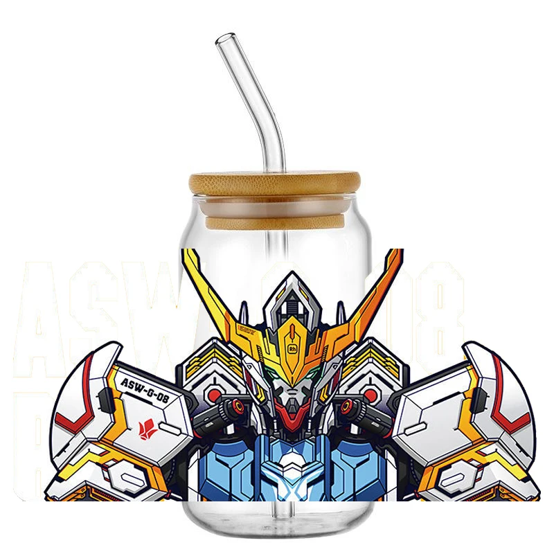 Hotsale Japanese anime Robots Popular Cartoon 16oz UV DTF 3D Transfer Sticker Decals Wraps Glass Can Cups Creative Craft DIY