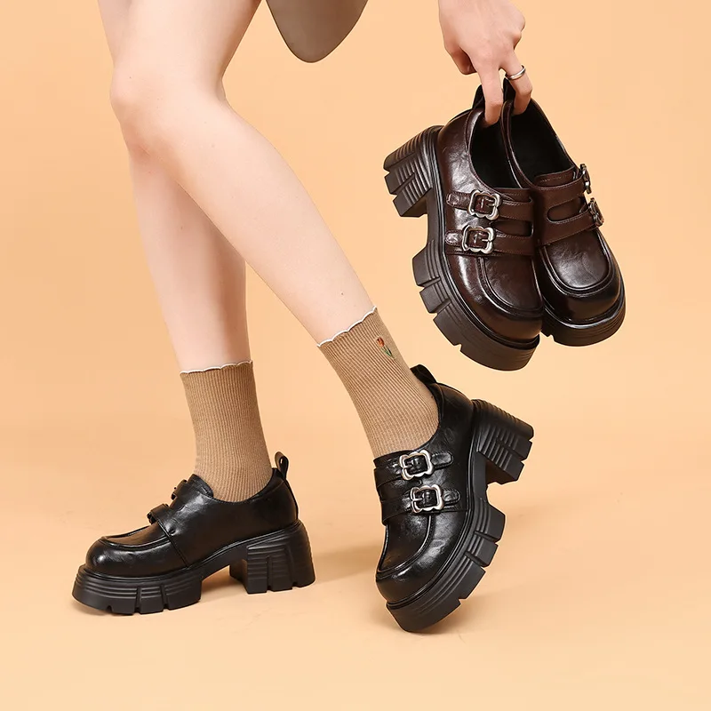 

Lefu Shoes Women's Leather Leather 2025 Spring/Summer Women's Edition Korean Edition British Style Student Single Shoes