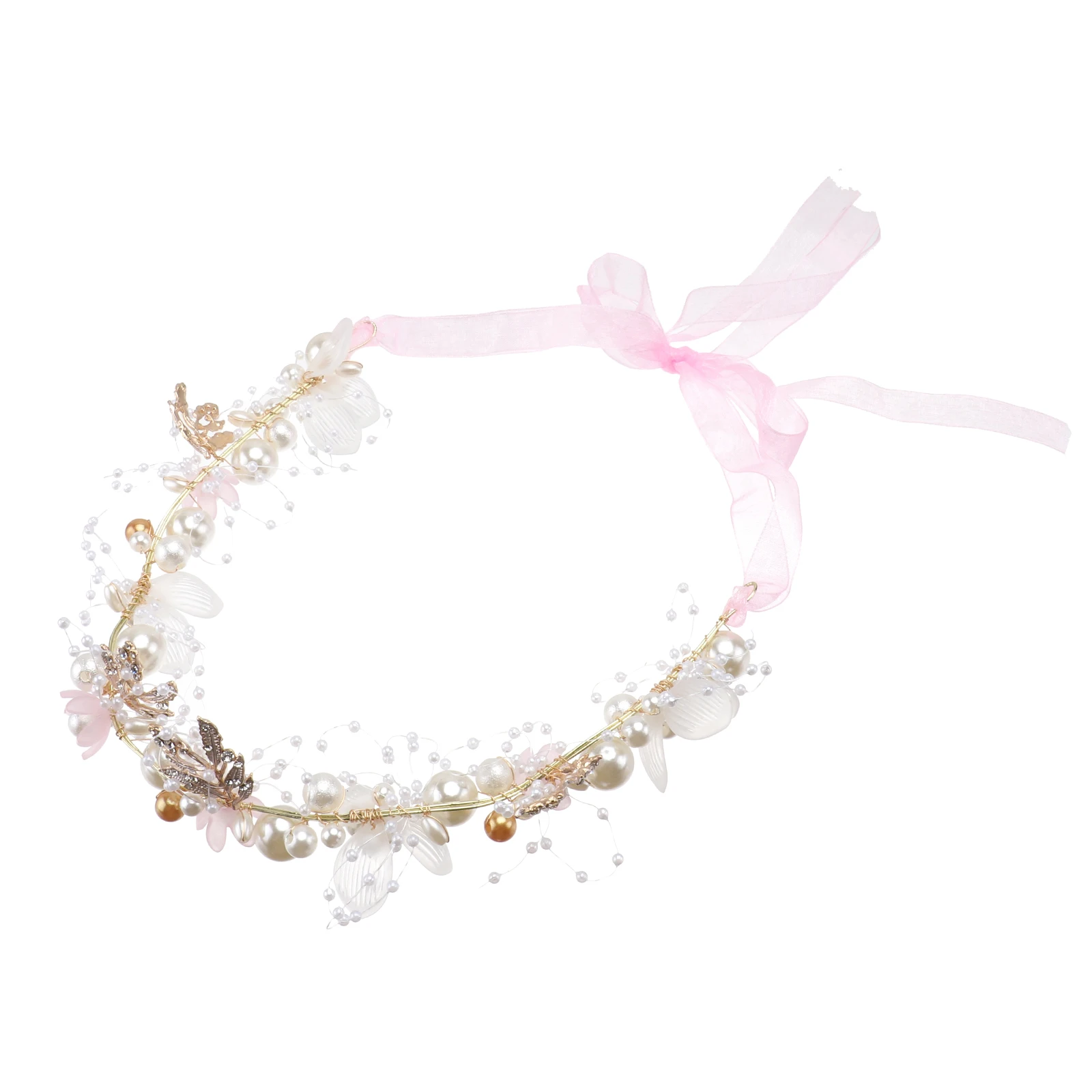 

Girl Flower Headb Rhinestone Pearl Alloy Children Accessory Elegant Wedding Beach Photo Prop Bright Color Hair