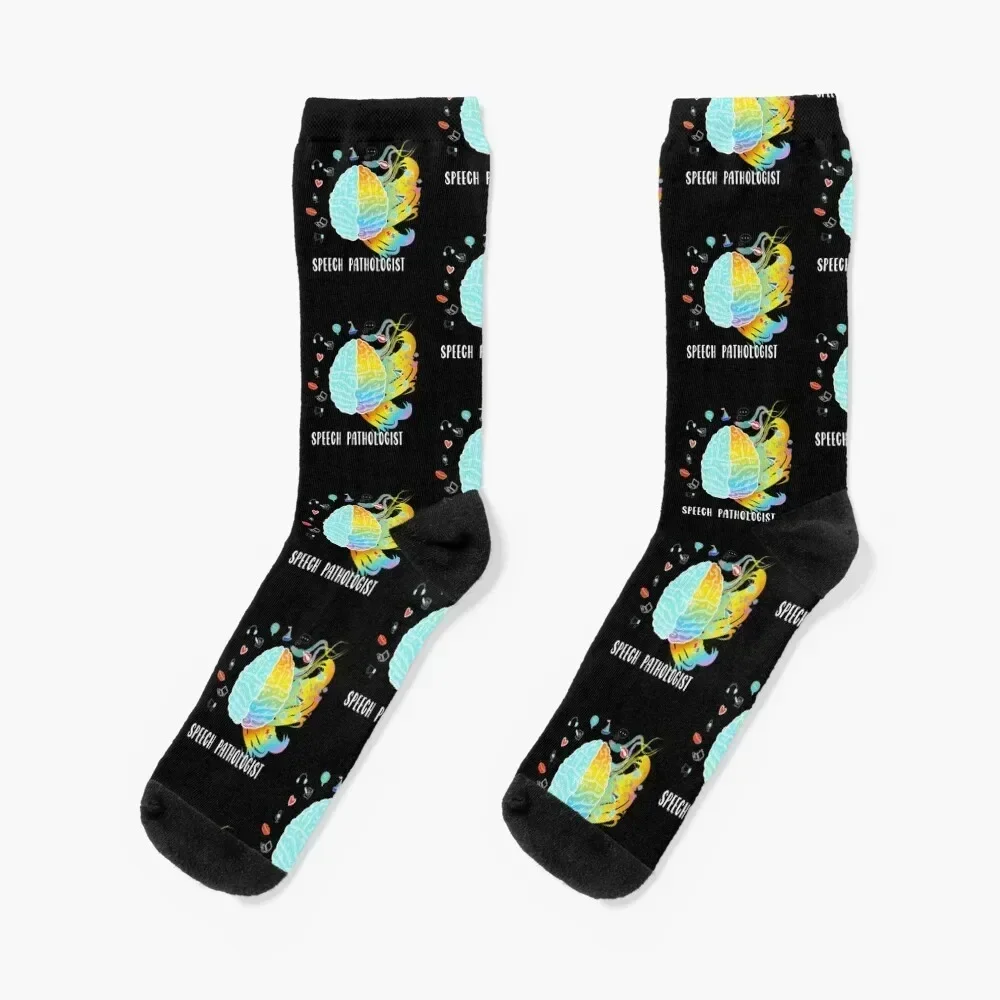 

Brain of Speech Language Pathologist Speechie Socks compression custom sports japanese fashion Men's Socks Woman Men's