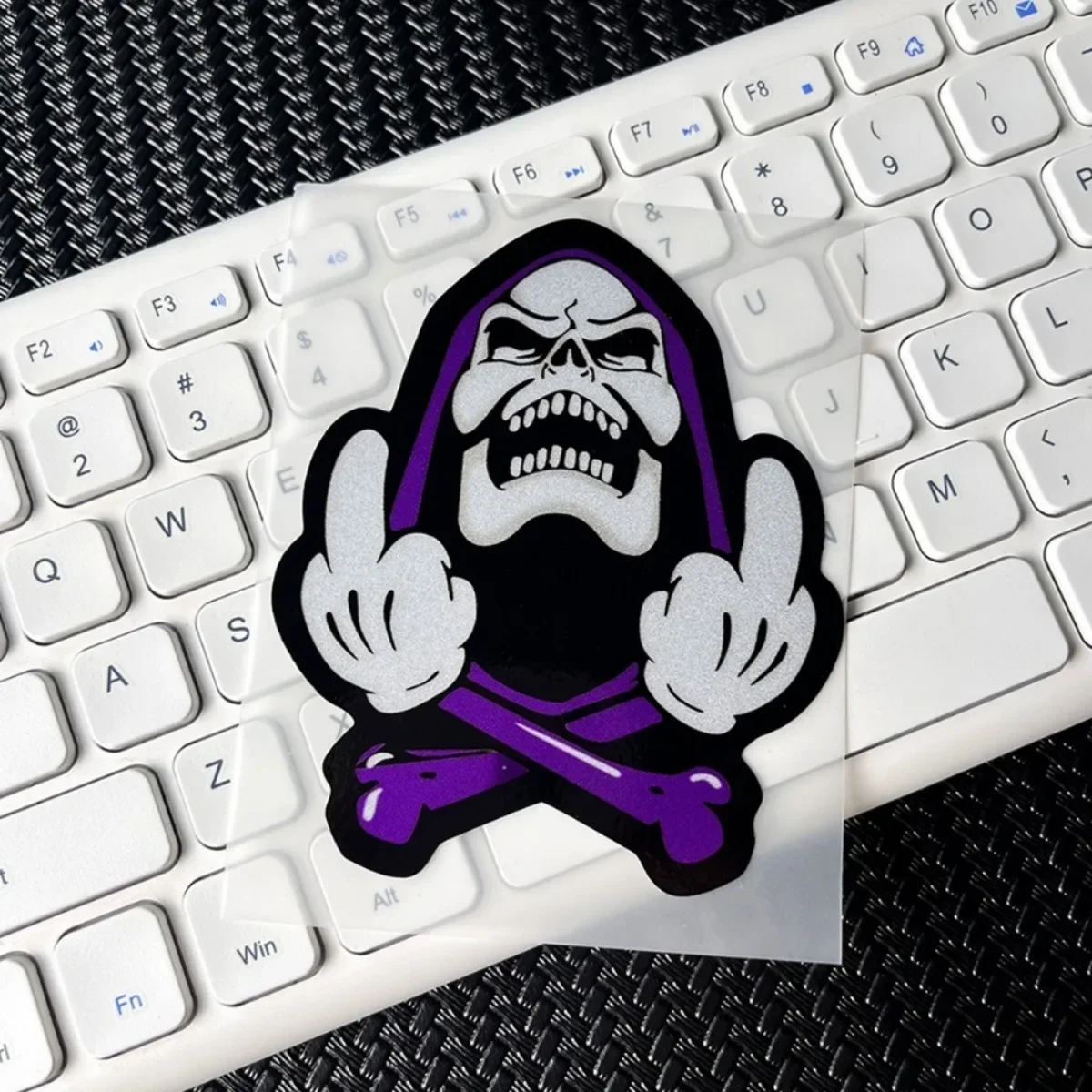 Cartoon Skeleton Gesture Reflective Stickers Motorcycle Electric Car Helmet Scooter Car Body Window Windshield Fuel Tank Decals image 4