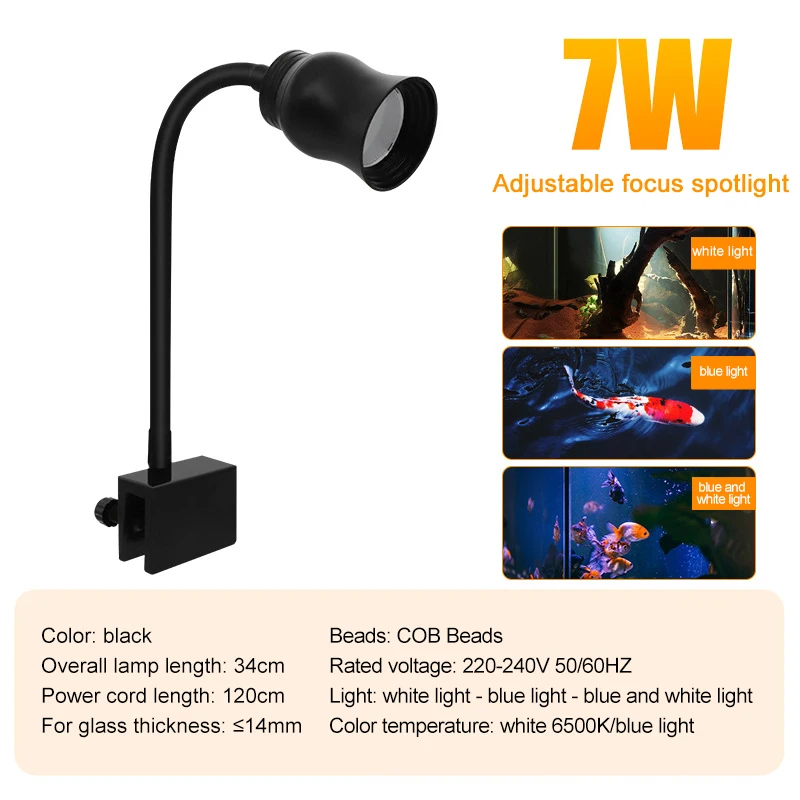 Aquarium Led Licht Aquarium Dekoration Einstellbarer Fokus Scheinwerfer Pflanzen Wachsen Lampe Schildkröte Reptilien Zubehör 5w 7w 9w 12w 15w