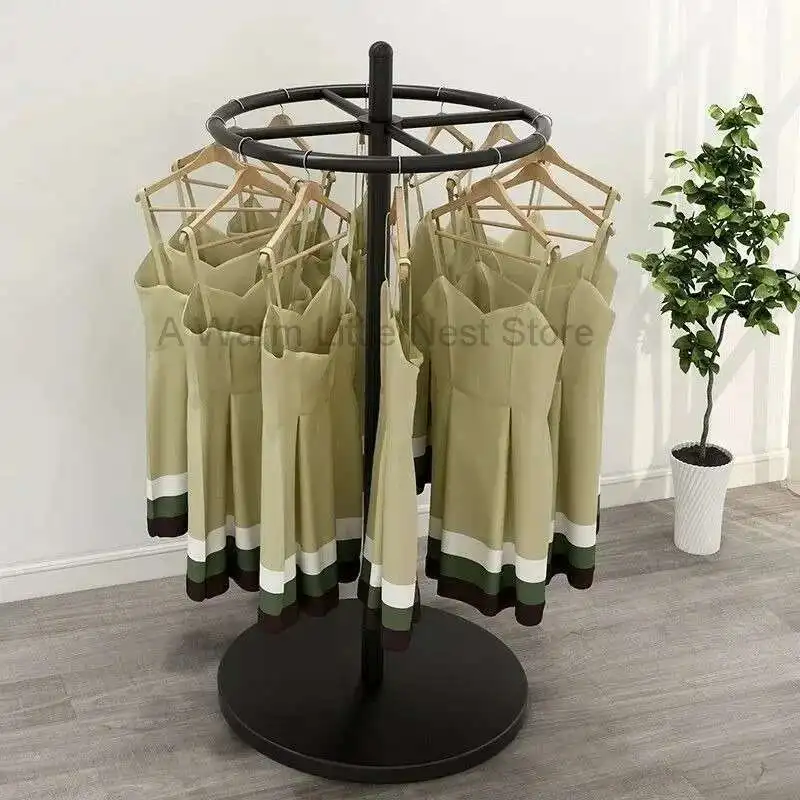 

Rotating Clothing Store Nakajima Stall Floor Display Rack Special Children's Clothing Hanging Clothes Double Pole Display Shelf