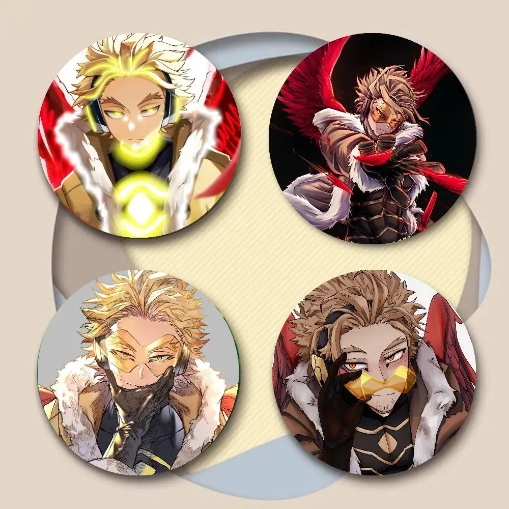 Anime My Hero A-Academia H-Hawks Badges Anime Round Laser Badge Cartoon Brooch Clothes Backpack Accessories Lapel