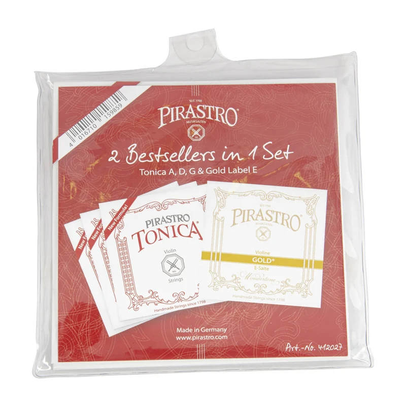 

PIRASTRO TONICA Violin Strings Set, E-A-D-G 4 Strings, Synthetic Core E-Steel Medium Tension Ball End, Available in 4/4 to 1/8