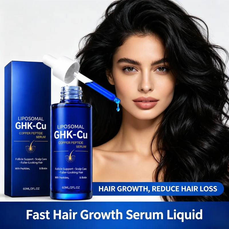 60ml GHK-Cu Liposomal Copper Peptide Serum Prevent Baldness Nourish Hair Follicle For Fuller Hair Repair Damage Scalp Serum