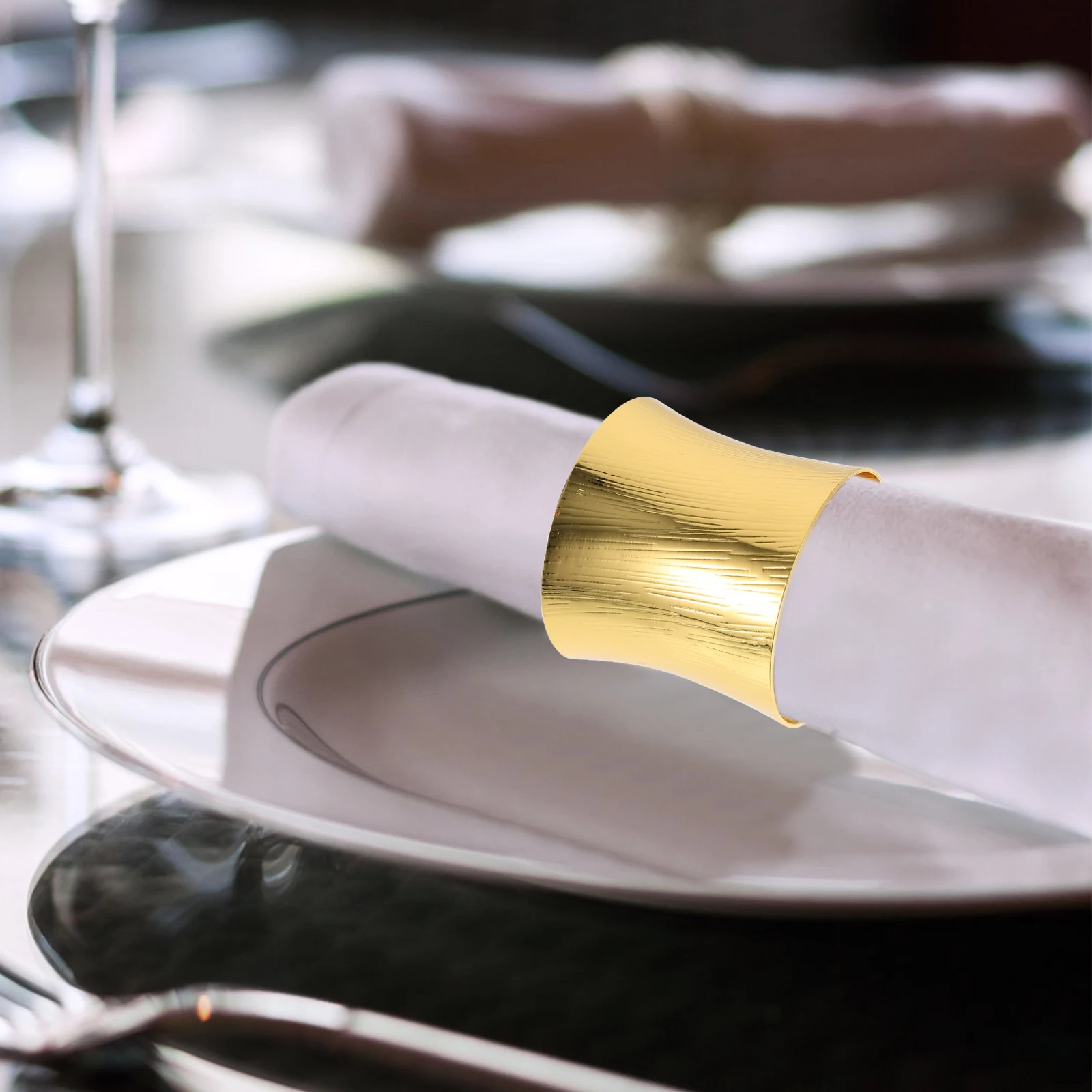 

6pcs Napkin Rings Metal Holders Decorative Tableware for Weddings Banquets Restaurant Decorations Classic Style