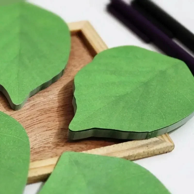 Creative Simulation Leaf Sticky Notes Self‑Adhesive Memo Notepad Cute Green Leaf Shape Reminder Note Paper Student Stationery