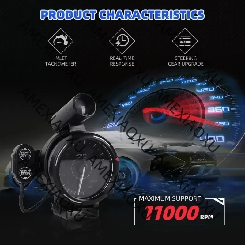 Real-Time Response Simracing Game Car Tachometer 11000 RPM 7-Color Backlight Universal Motorcycle RPM Gauges All PC Compatible