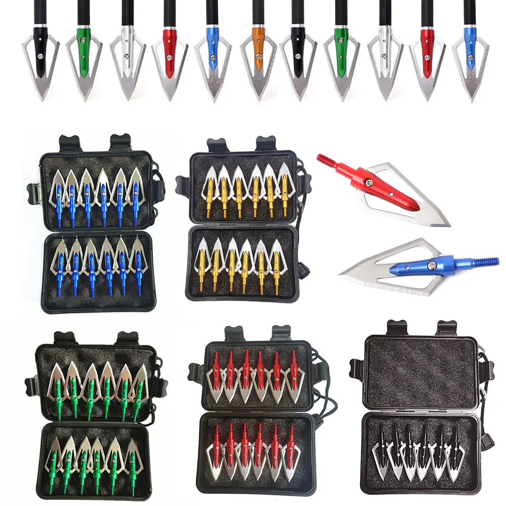 6/12 قطعة الرماية 100 الحبوب الصيد برودهيدس 2 شفرة رؤوس السهم رؤساء السهم نصائح لقوس منحني/قوس مجمع/الرماية القوس والنشاب #1