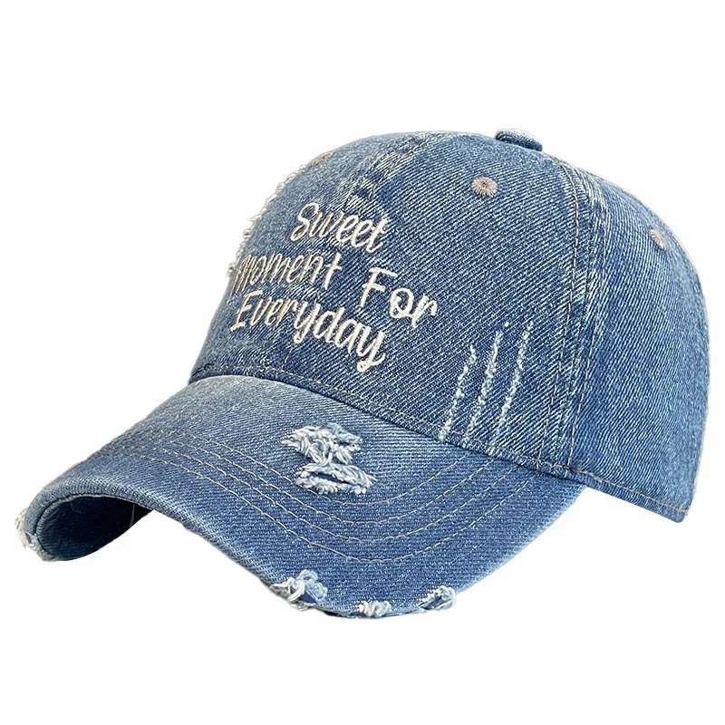 Gorra de béisbol de mezclilla Simple para hombres y mujeres, bordado de letras, Jeans, sombrero de cuatro estaciones, gorra deportiva de verano, Hip