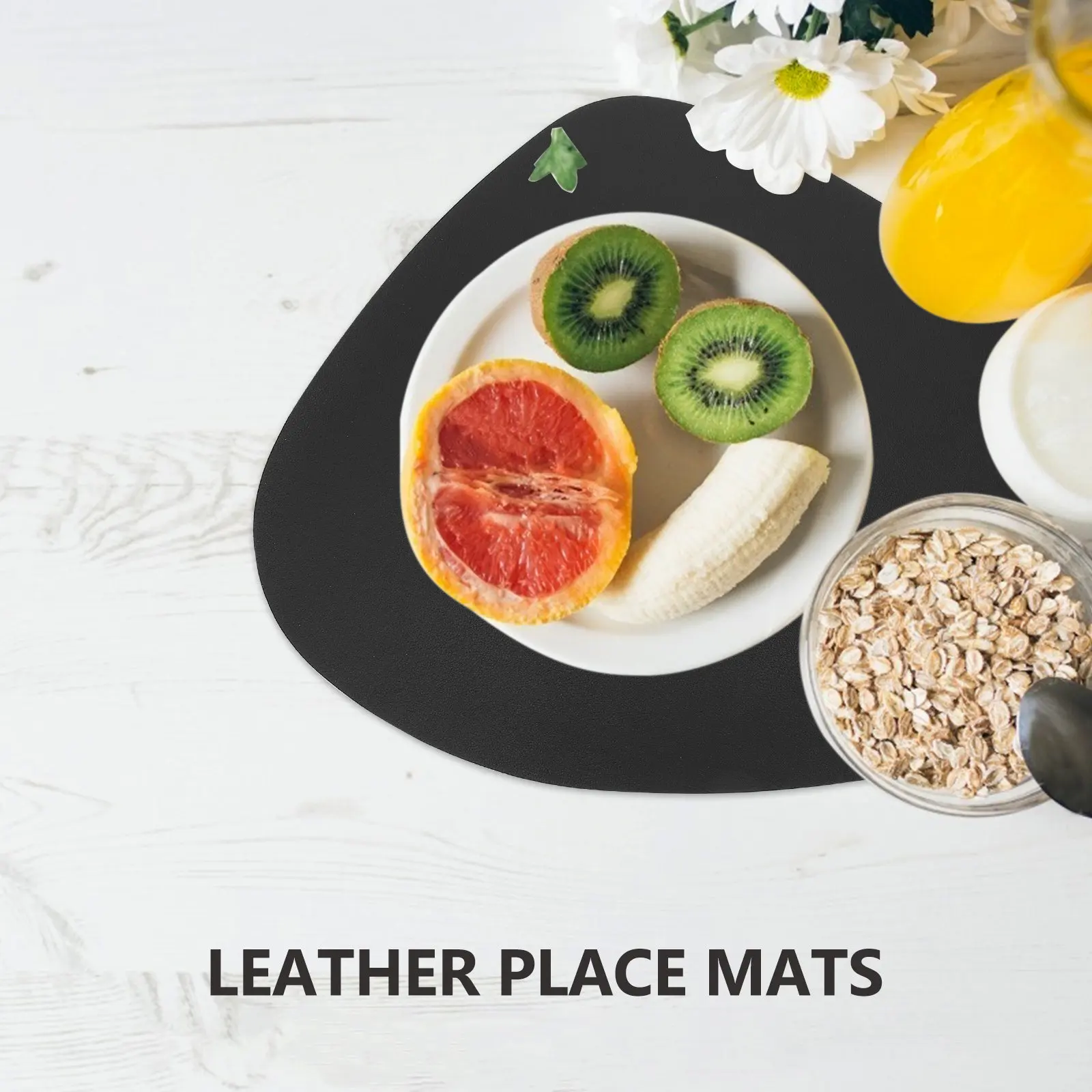 4Pcs Drop-Shaped Dining Table Mats PU Waterproof Anti-Skid Heat Insulation Mat Heat-Resistant Placemat Skid-Proof