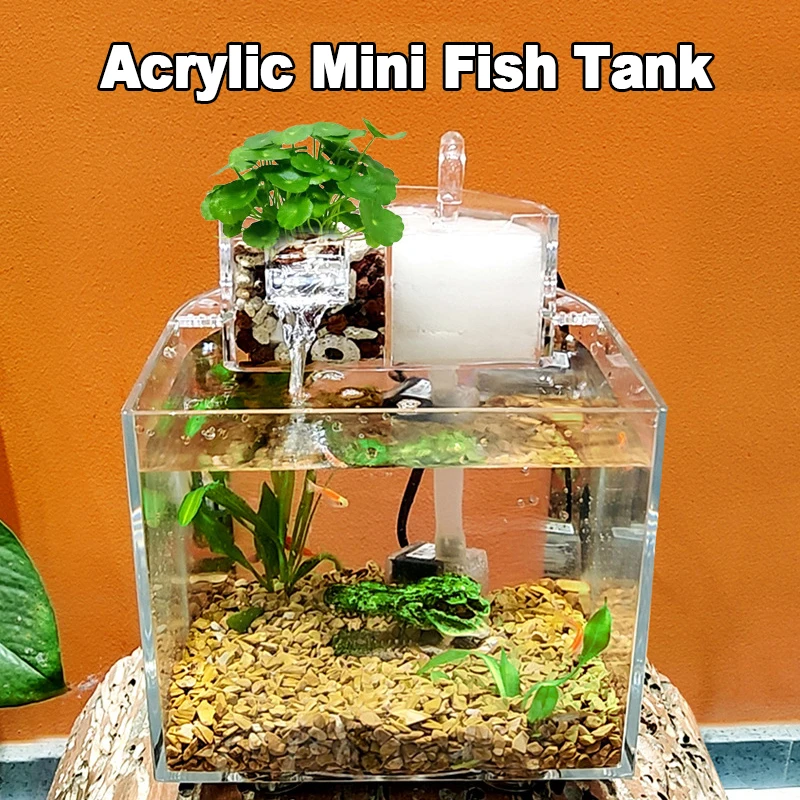 

Creative Desktop Home Fish Tank Small Silent Filter Ecological Fighting Fish Tank Mini Ecological Self-Circulating Aquariums