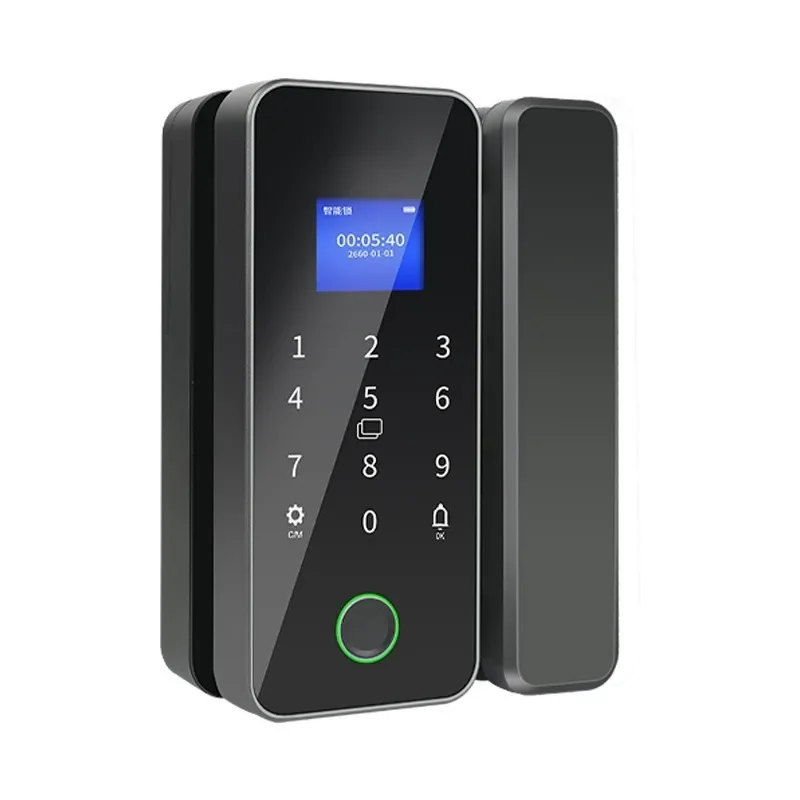 Glass door fingerprint lock No opening Office smart lock Shop passwordSingle and double door glass door