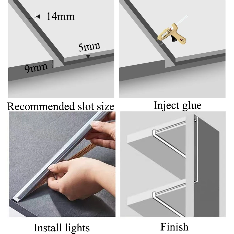 Cabinet Laminate Shelf Light Embedded 45 Degree Oblique Line Lamp DC12V LED Strip Figure Kitchen Wardrobe Bookshelf Wine Rack