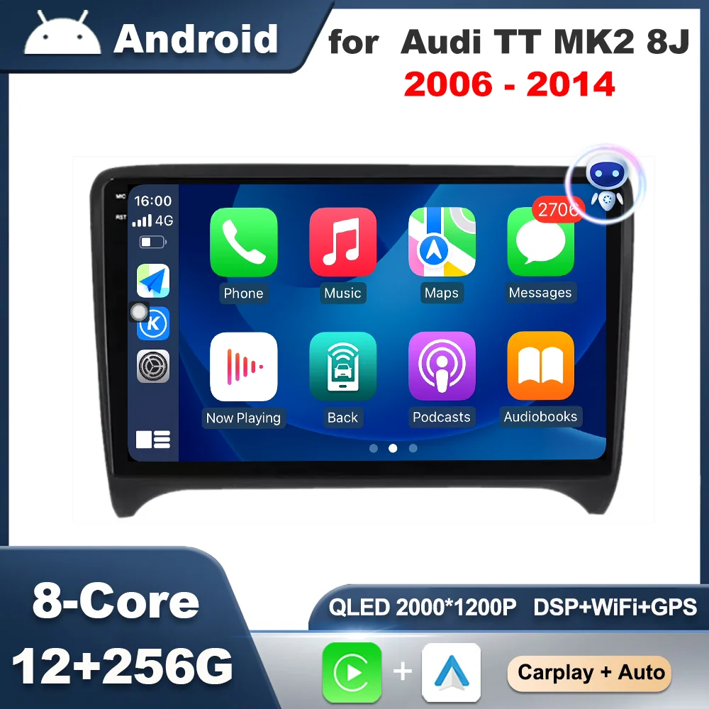 

For Audi TT MK2 8J 2006 - 2014 Android Intelligent System Car Radio Audio Multimedia Player GPS Navi Wireless Carplay Head Unit