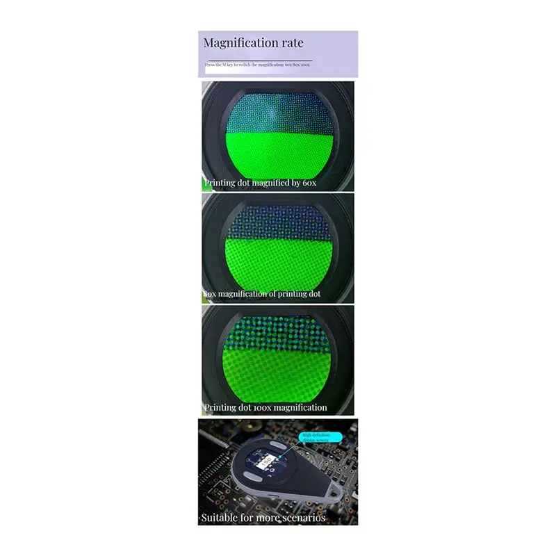 

ABRE-Digital Display Frequency Magnifying Glass 60/80/100X With Three Multiples Switching Portable Microscope