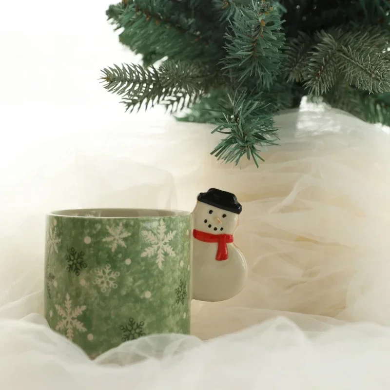 Christmas Mug Hand-painted Gingerbread Man Ceramic Mugs Coffee Cup Breakfast Milk Cups Christmas Decoration Gift 400ml Drink Cup
