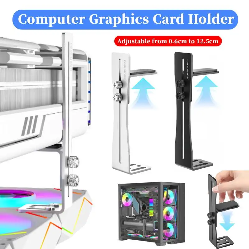 

GPU Support Bracket Fan mounting Adjustable Aluminum Graphics Card GPU Sag Bracket Video Card Stand Holder Graphics Card Bracket