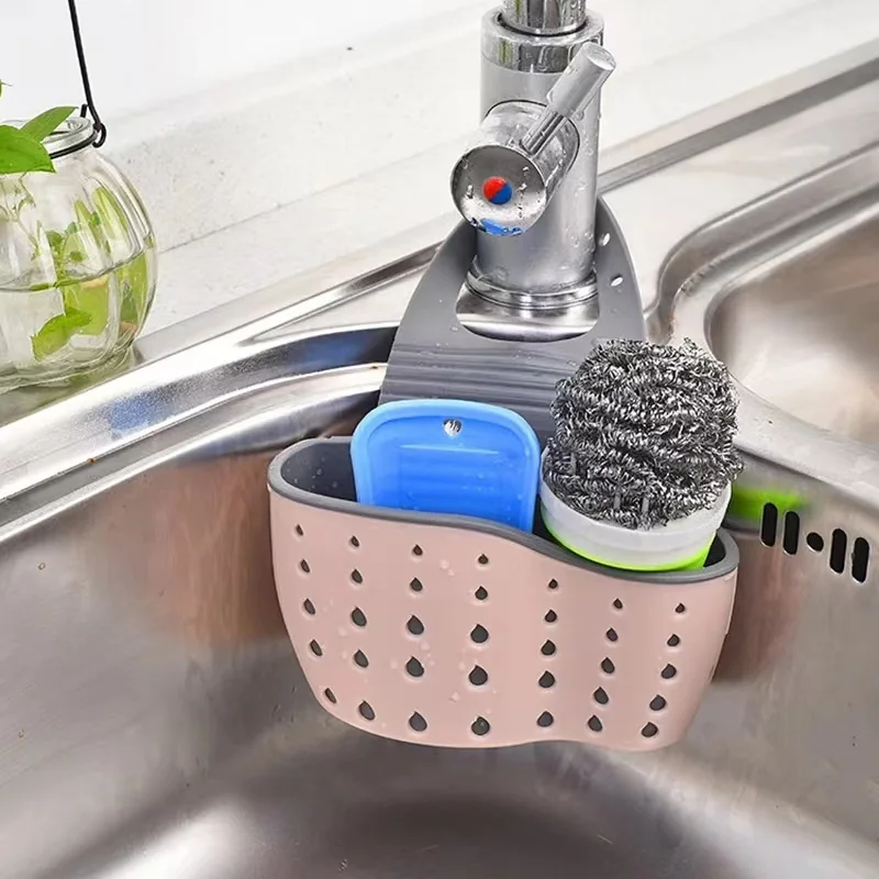 Kitchen thickened double sink bag sink plastic drain basket storage hanging basket storage rack drain rack