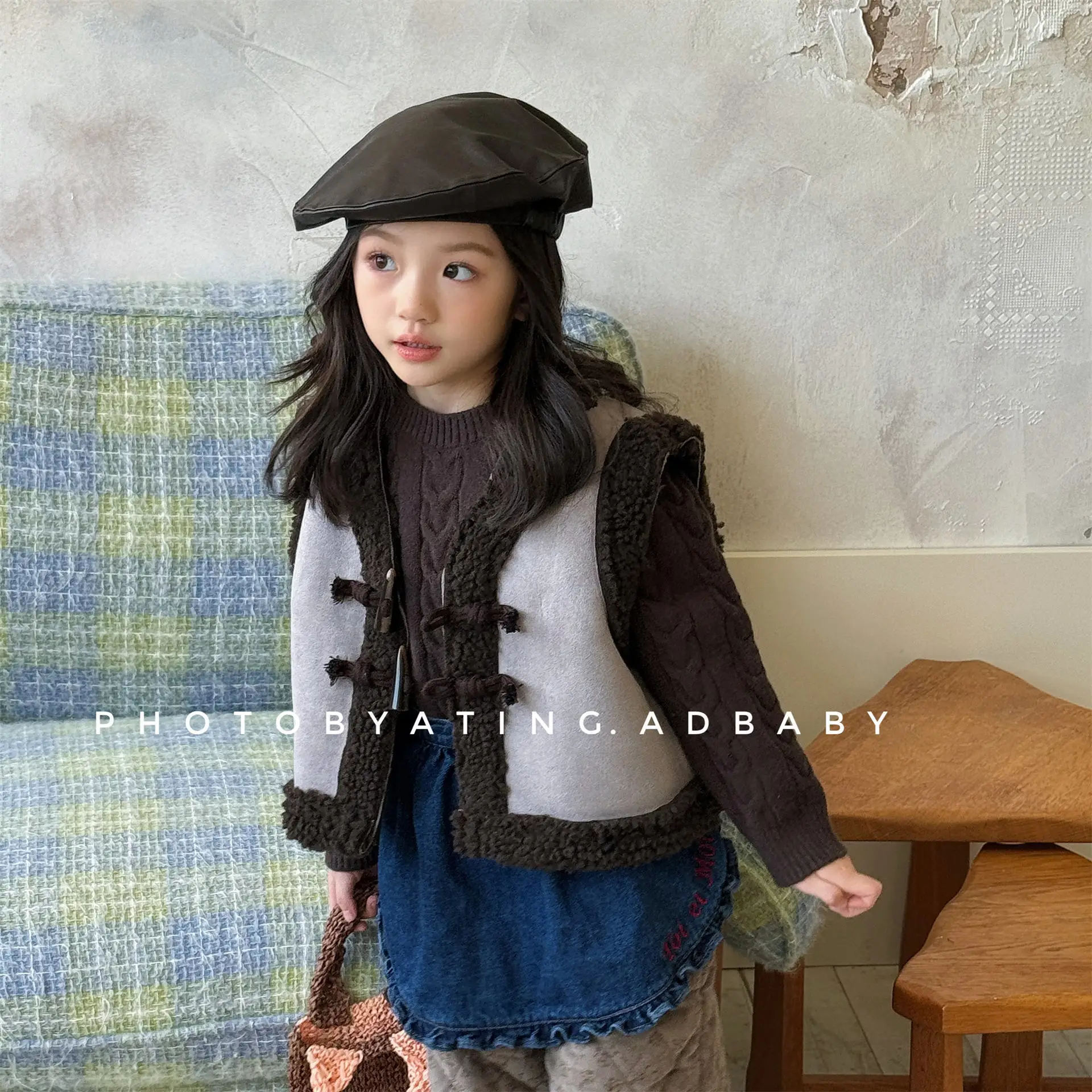 2025 Children Clothing Autumn and Winter Children Korean Fur Integrated Vest Girls Spring Autumn Clothing