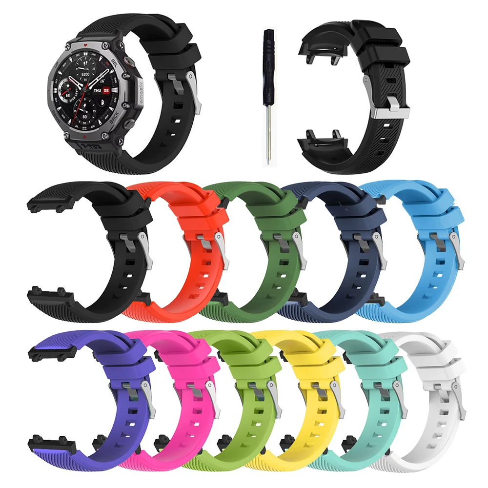 Silicone Bracelet Straps with tool for Huami Amazfit T-Rex 3 Sport wristband Watchband for Xiaomi Huami Amazfit T-Rex 3 Correa