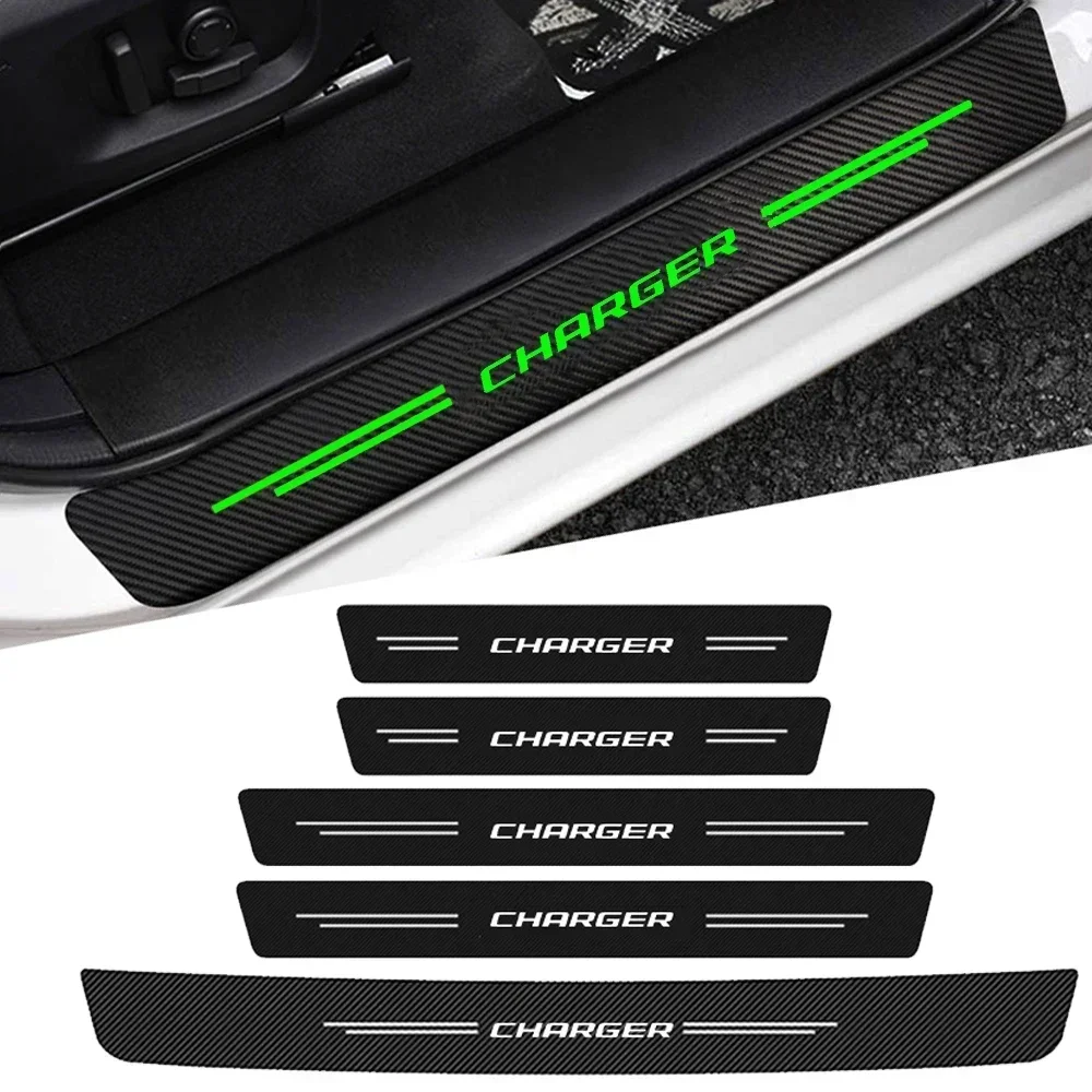 Luminous Car Door Threshold Sill Protector Plate Rear Trunk Bumper Sticker for Dodge CHARGER Emblem CALIBER RAM NITRO Accessorie