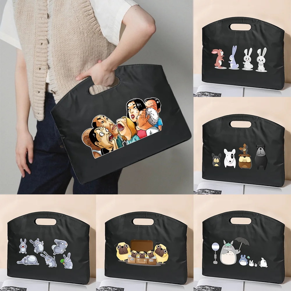 2022 Fashion Women Men Laptop Briefcase Bag Documents Business Document Wallet Organizer A4 File Cartoon Printing Tote Handbag