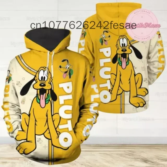 2024 Nuovo Anime Cartoon Disney Felpa con cappuccio da uomo 3D Stampato Plutone Modello Pullover Moda Street Style Quotidiano Casual Felpa con cappuccio per bambini