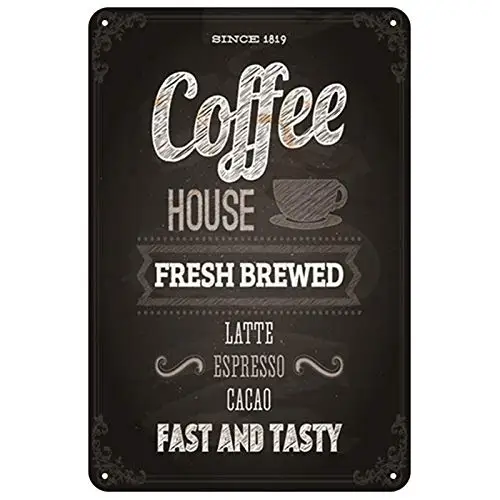 

Coffee Drinks Latte Theme 8x12 Inch Retro Metal Tin Sign Wall Decor Study Metal Signs Vintage Bar Decoration Poster Pub aasd-35