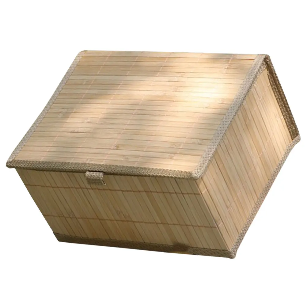 

Bamboo Baskets Large Capacity Lidded Handmade Woven Smooth Surface Storing Toilet Paper Hand Towels Toiletries Magazines Games