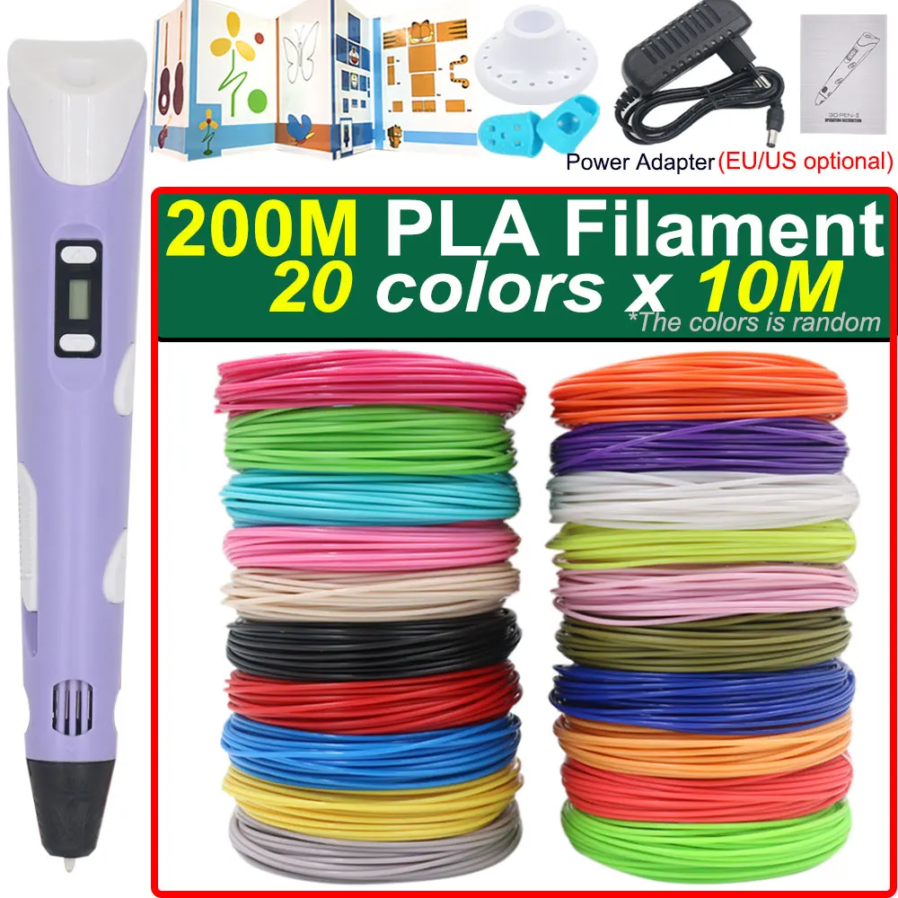 New 3D Printing Pen Set Children's 3D Printing Pen With LCD Display Power Adapter PLA Filament Boys Girl Christmas Birthday Gift