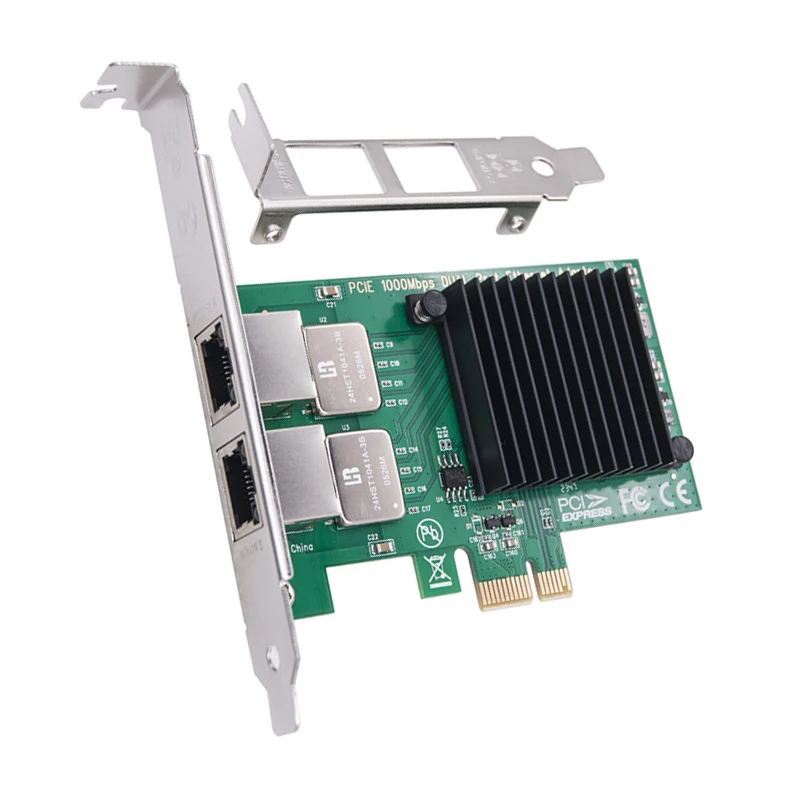 2Port Network Card I350-T2 I350AM2 Chip PCI Express X1 to Dual RJ45 NIC 10/100/1000Mbps Gigabit Ethernet Lan Card for PC Desktop