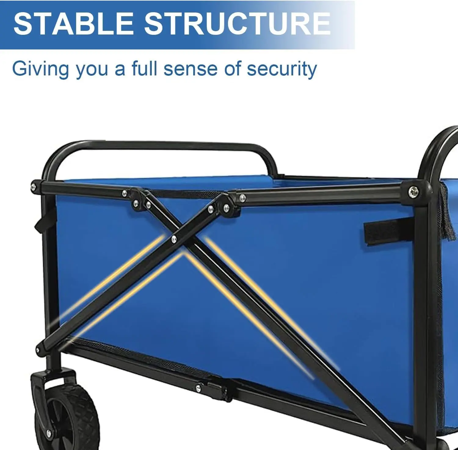 عربة عربة قابلة للطي بسعة كبيرة للرياضات الخارجية والتسوق والتخييم - أزرق