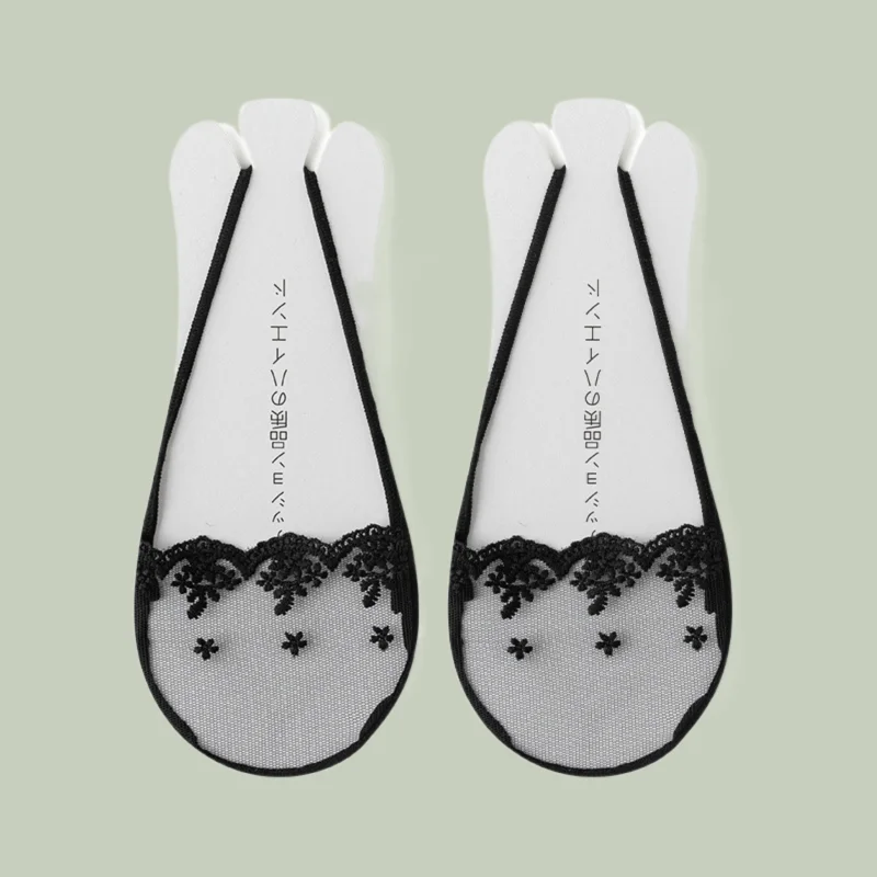 2/5 Pairs Spring And Summer Thin Lace Suspender Boat Socks Non-slip No-fall Heels Single Shoes Invisible Shallow Mouth Socks