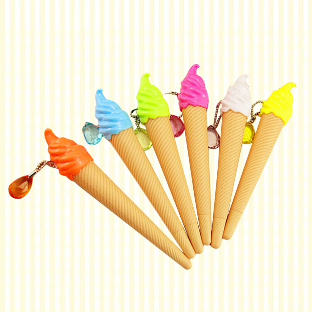 12 قطعة أقلام جل الآيس كريم الحبر الأسود نقطة دقيقة الكتابة السلس مقاومة للاهتراء لطيف القرطاسية لطلاب المدارس مكتب البلاستيك #4