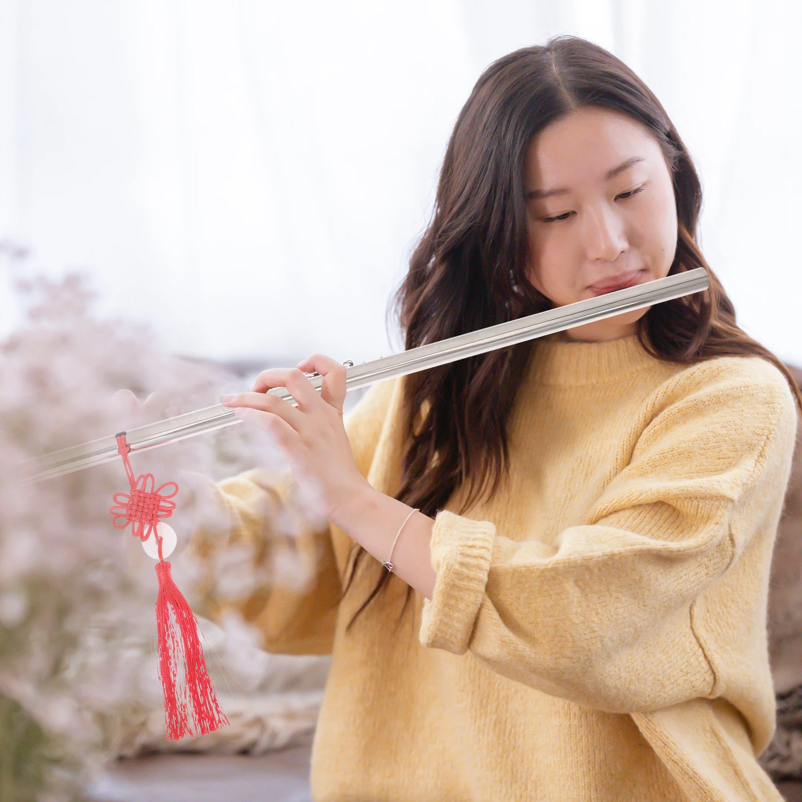 

Stainless Steel Flute F Key Kids Musical Instrument Toy Durable Lightweight Professional Tone Holes Portable Practical Use