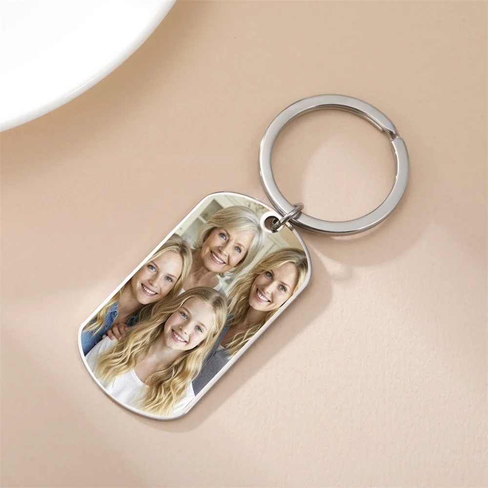 Benutzerdefinierter Foto-Schlüsselanhänger aus Edelstahl, rechteckig, Herzform, personalisiertes Bild, Schlüsselanhänger, Schmuck, Valentinstagsgeschenk – Detail 16