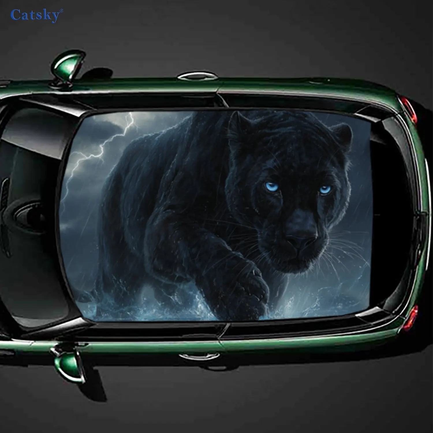 

Thunder Panther Storm Adventure Car Roof Sticker, PVC Self-Adhesive Waterproof Car Vinyl Decal, Car Decoration Protection Sticke